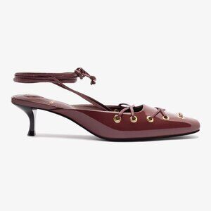 Larroude - Amal Lace Up Pump Size 8.5 NEW Burgundy Patent